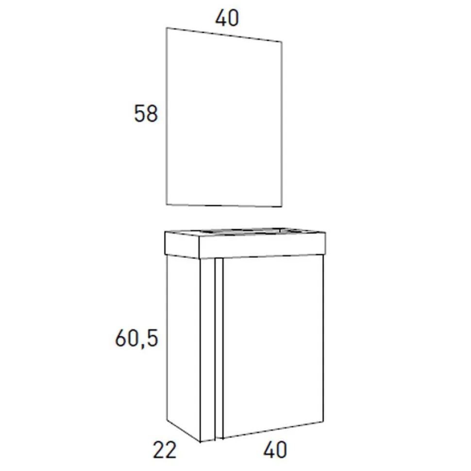 Conjunto Mueble Suspendido + Lavabo + Espejo Fondo Reducido De 40 Cm – Lagos – Visobath