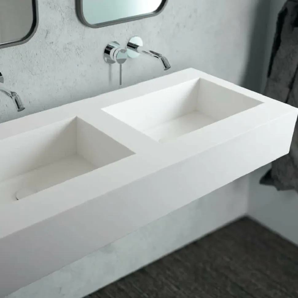 Encimera De Solid Surface Con Faldón De 12 Cm Y Seno Cuadrado – Cocktail – Xolid
