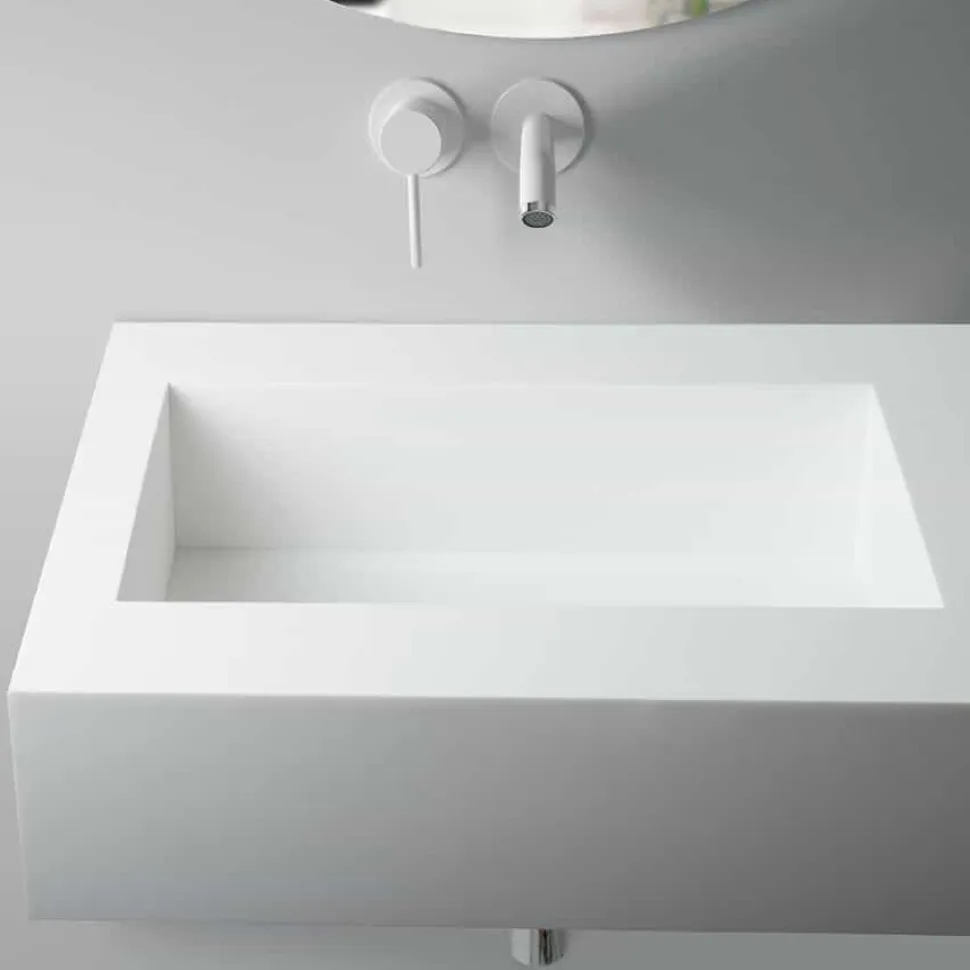 Encimera De Solid Surface Con Faldón De 12 Cm Y Seno Cuadrado – Cocktail – Xolid