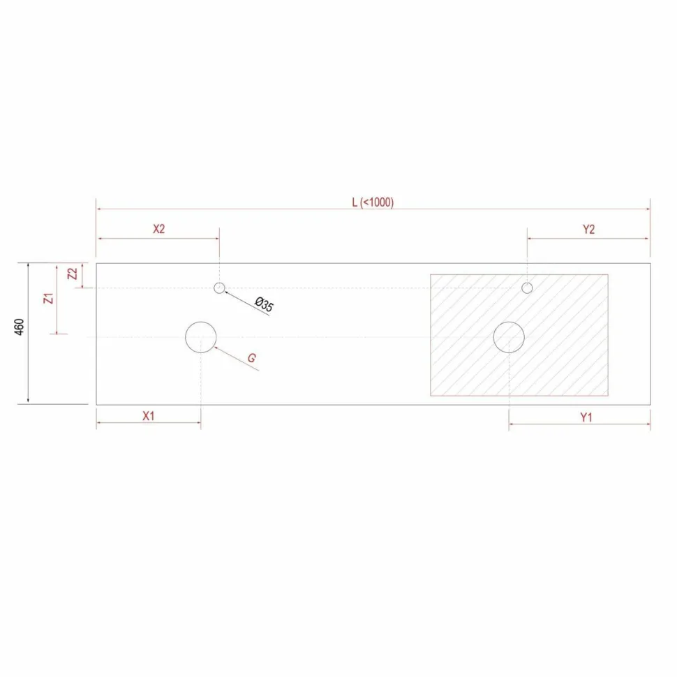 Encimera Tapa Mecanizada Para 1 ó 2 Pozas Sobre Mueble, De 16 Mm De Grosor – Alliance – Salgar
