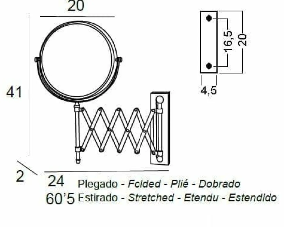 Espejo Aumento 5X Pared – Cromo Modelo Combis – 6351002 – Manillons Torrent