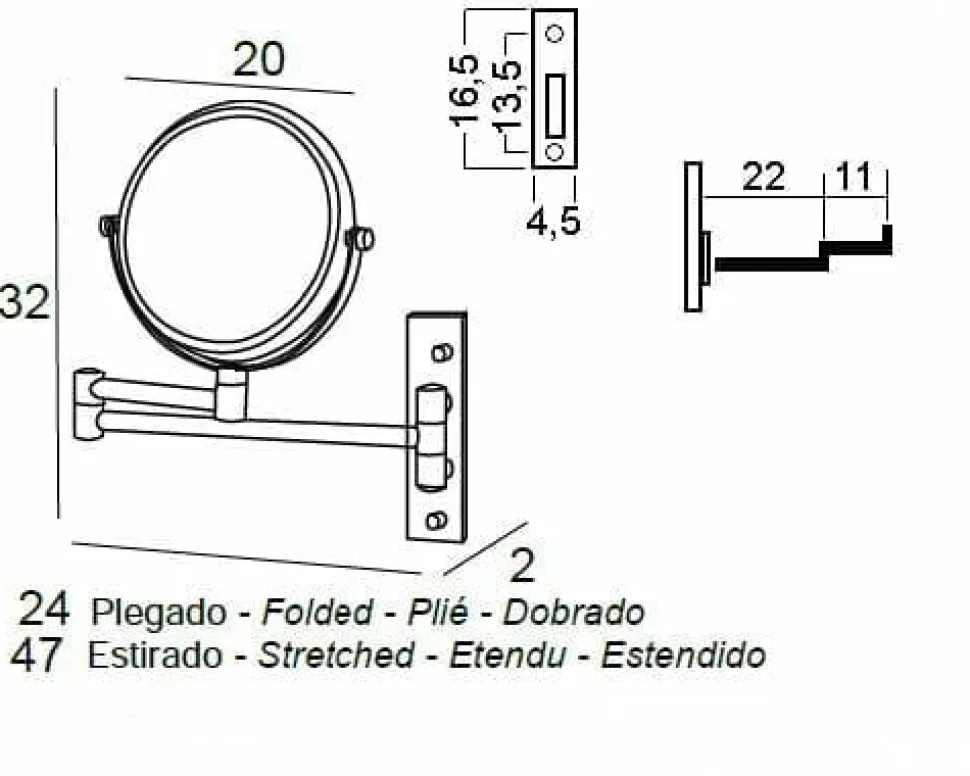 Espejo Aumento 5X Pared – Cromo Modelo Combis – 6349002 – Manillons Torrent