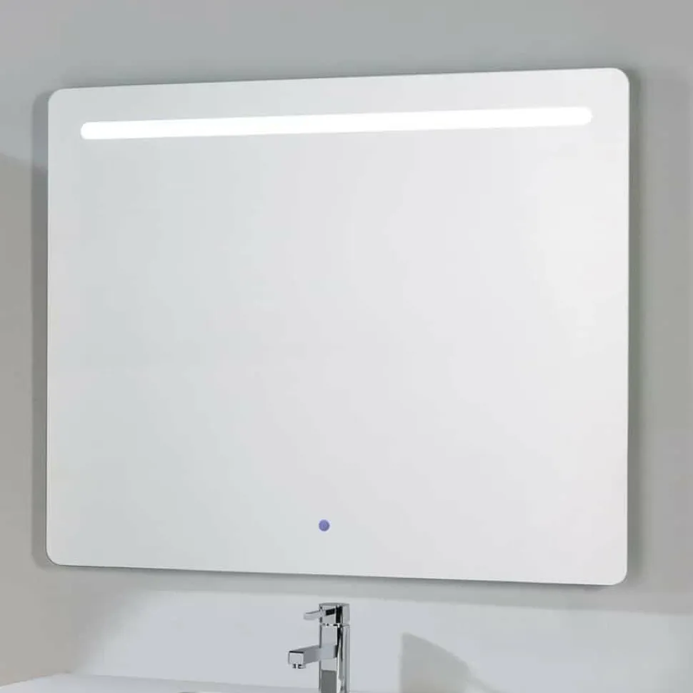 Espejo Cuadrado Con Luz Frontal Franja Superior Y Sensor Touch De Encendido – Muebles Jumar