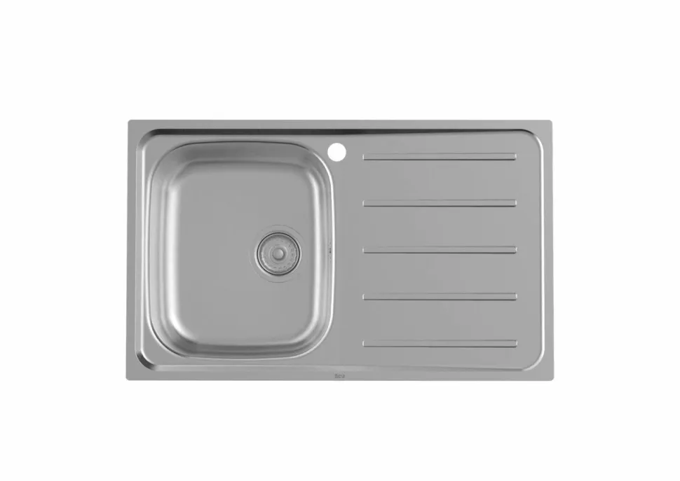 Fregadero De 1 Cubeta De Acero Inoxidable Y Escurridor A La Derecha 800x490x160 Mm – Victoria – Roca – A873801A01