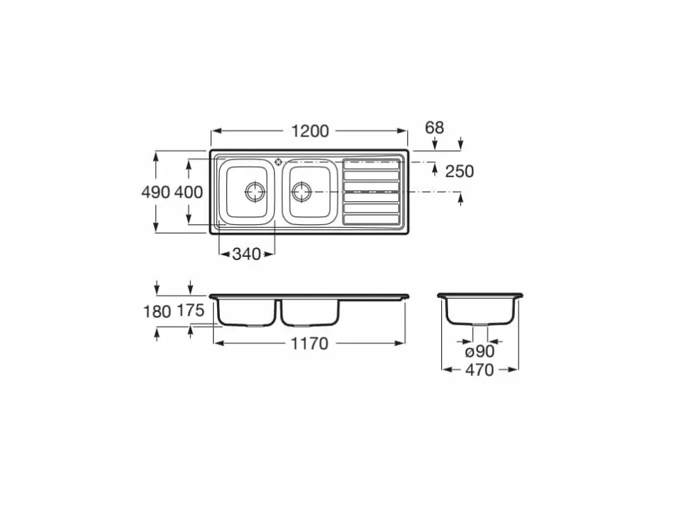 Fregadero De 2 Cubetas De Acero Inoxidable Y Escurridor A La Derecha – Victoria – Roca – A873121A01