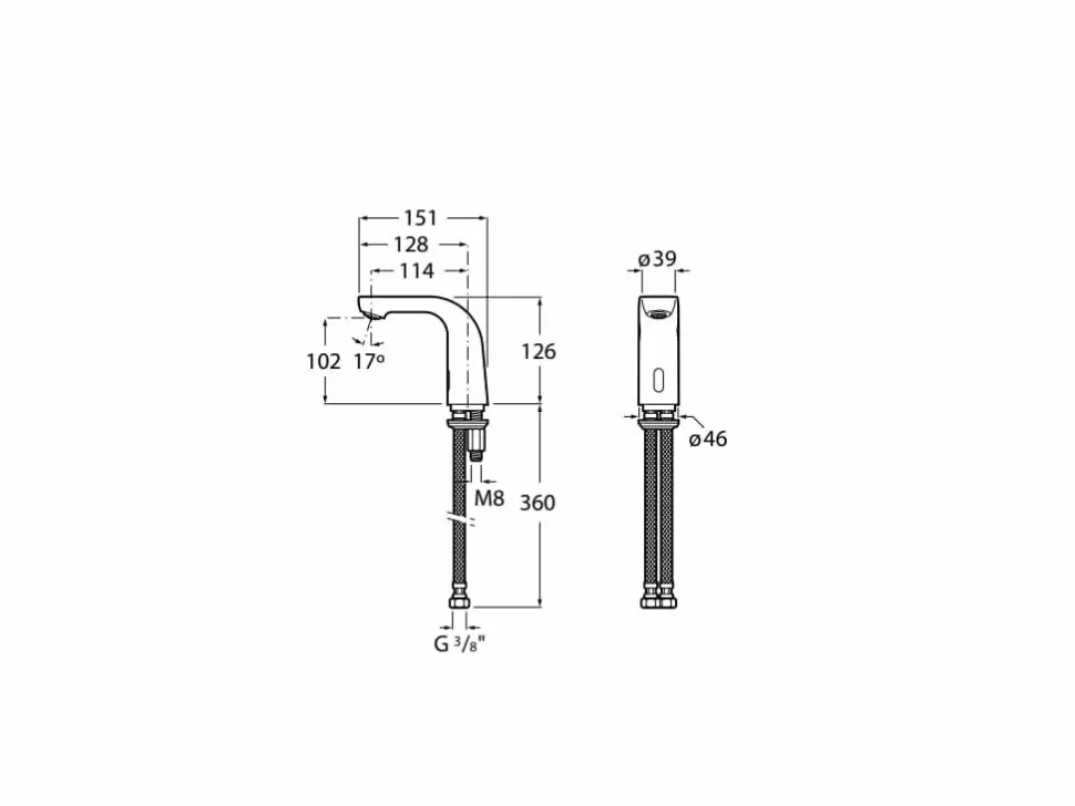 Grifería Electrónica Sensor Para Lavabo Agua Premezclada Alimentación Con 4 Pilas Alcalinas 1,5V LR6 (AA) – L20-E – Roca – A5A5309C00