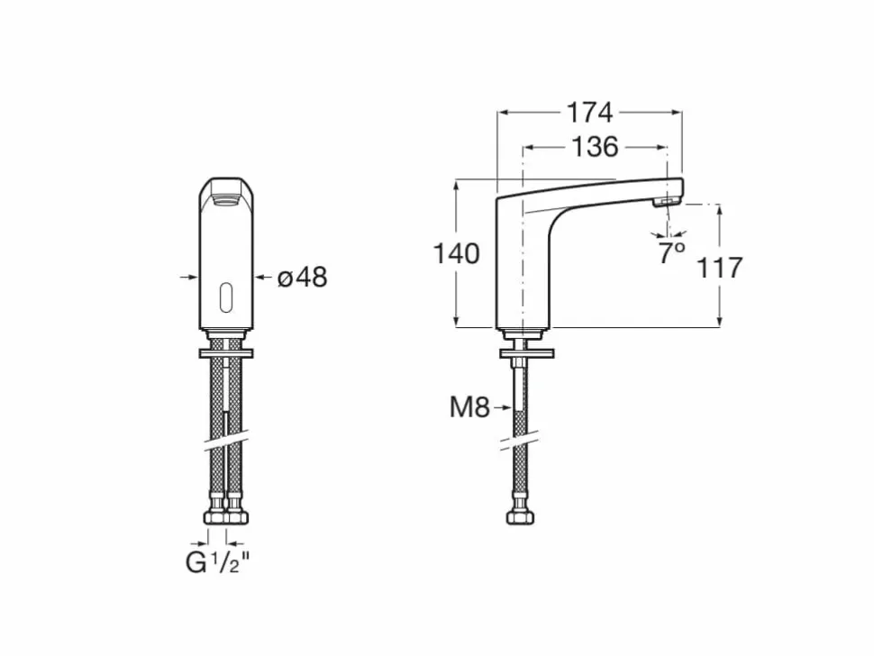 Grifería Electrónica Sensor Para Lavabo Un Agua. Alimentación Con 4 Pilas Alcalinas 1,5V LR6 (AA) – L70-E – Roca – A5A5C09C00