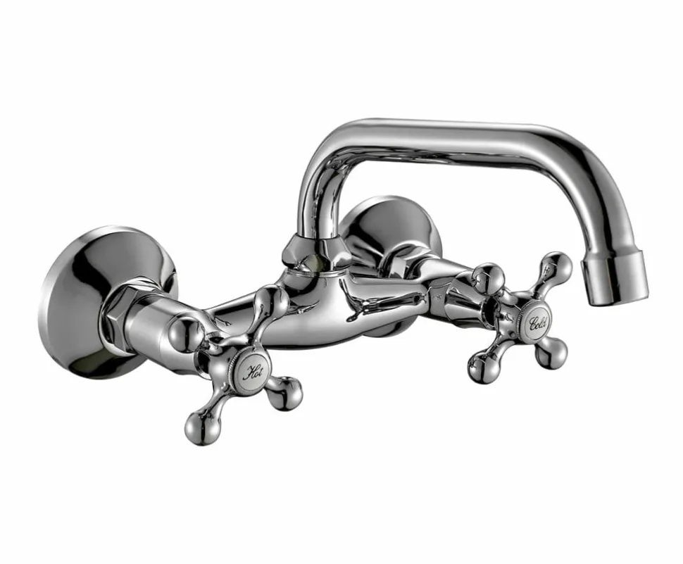 Grifo Bimando De Fregadera Mural Rhodas Cromo – 06RHO540CR – AQG