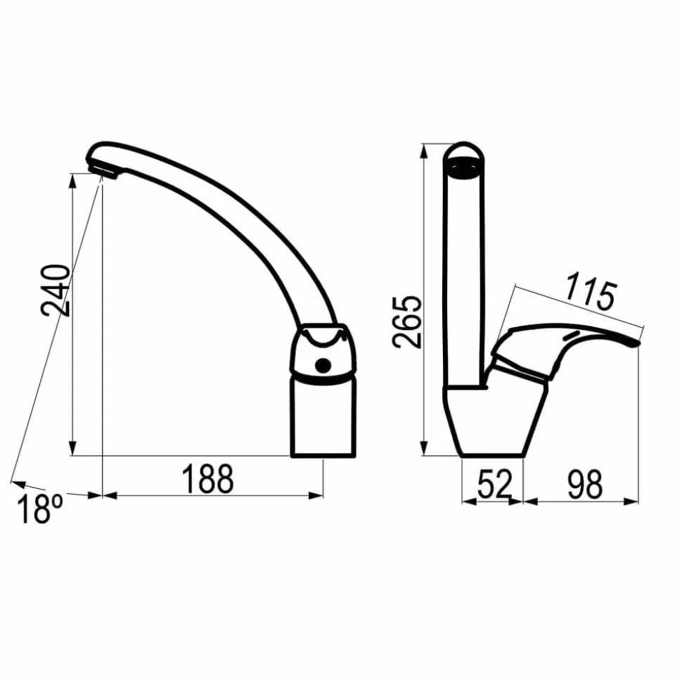 Grifo Cocina Caño Alto Fundido Alfa Maneta Horizontal – 8148400 – Galindo
