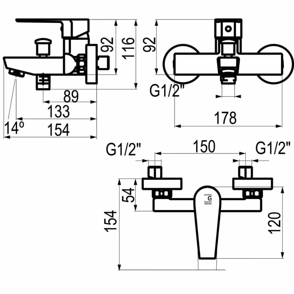 Grifo De Baño-Ducha – Aroha – 4603500 – Galindo