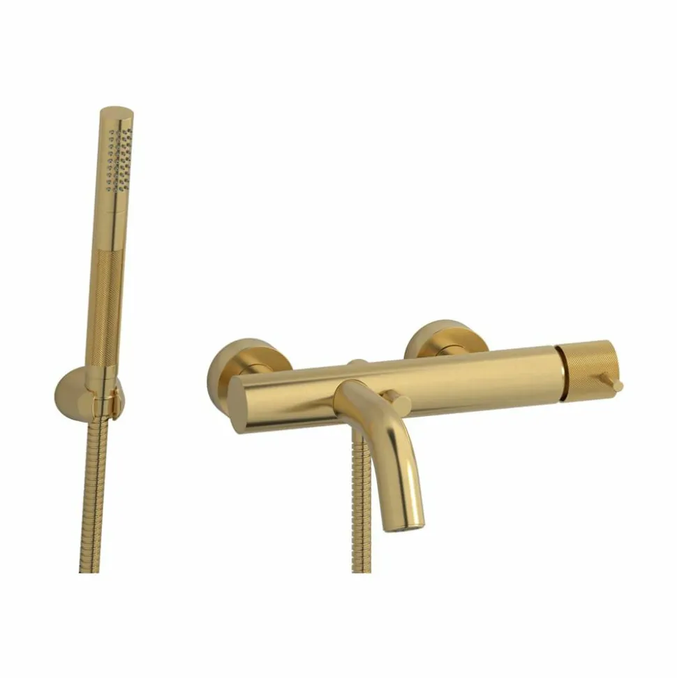 Grifo De Baño-ducha Trama Oro Cepillado Con Accesorios De Ducha – 4971029 – Galindo – LuxCover