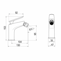 Grifo De Bidet Monomando Mezclador Cromo Desagüe Semiautomático – Kily – Galindo – 4956000