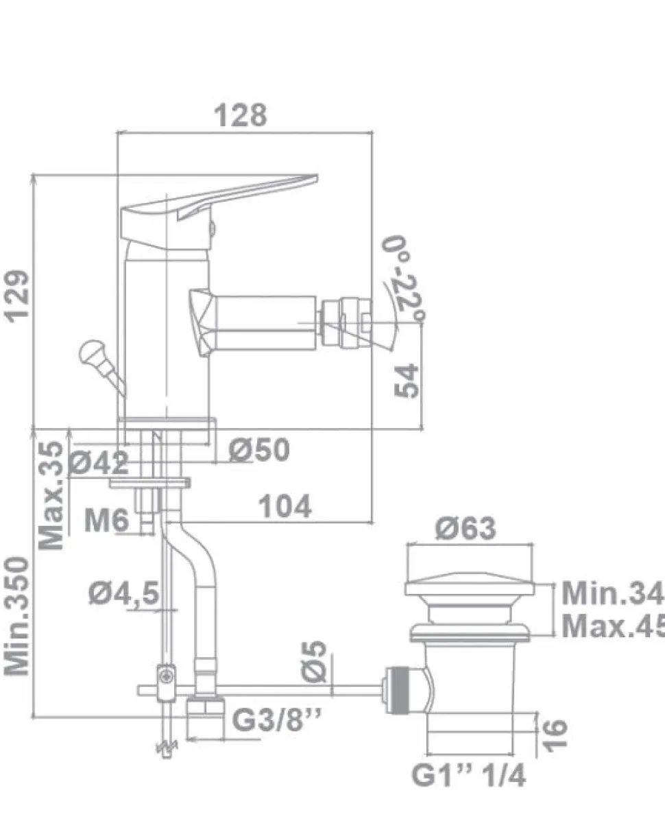 Grifo De Bidé Monomando. Bide Des. Auto. Arlan – Gala – G3999400