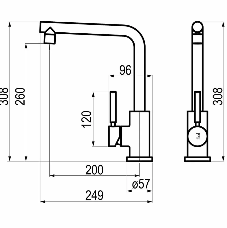 Grifo De Cocina Caño Alto Recto Para Exterior Theo Inox – 8648899 – Galindo