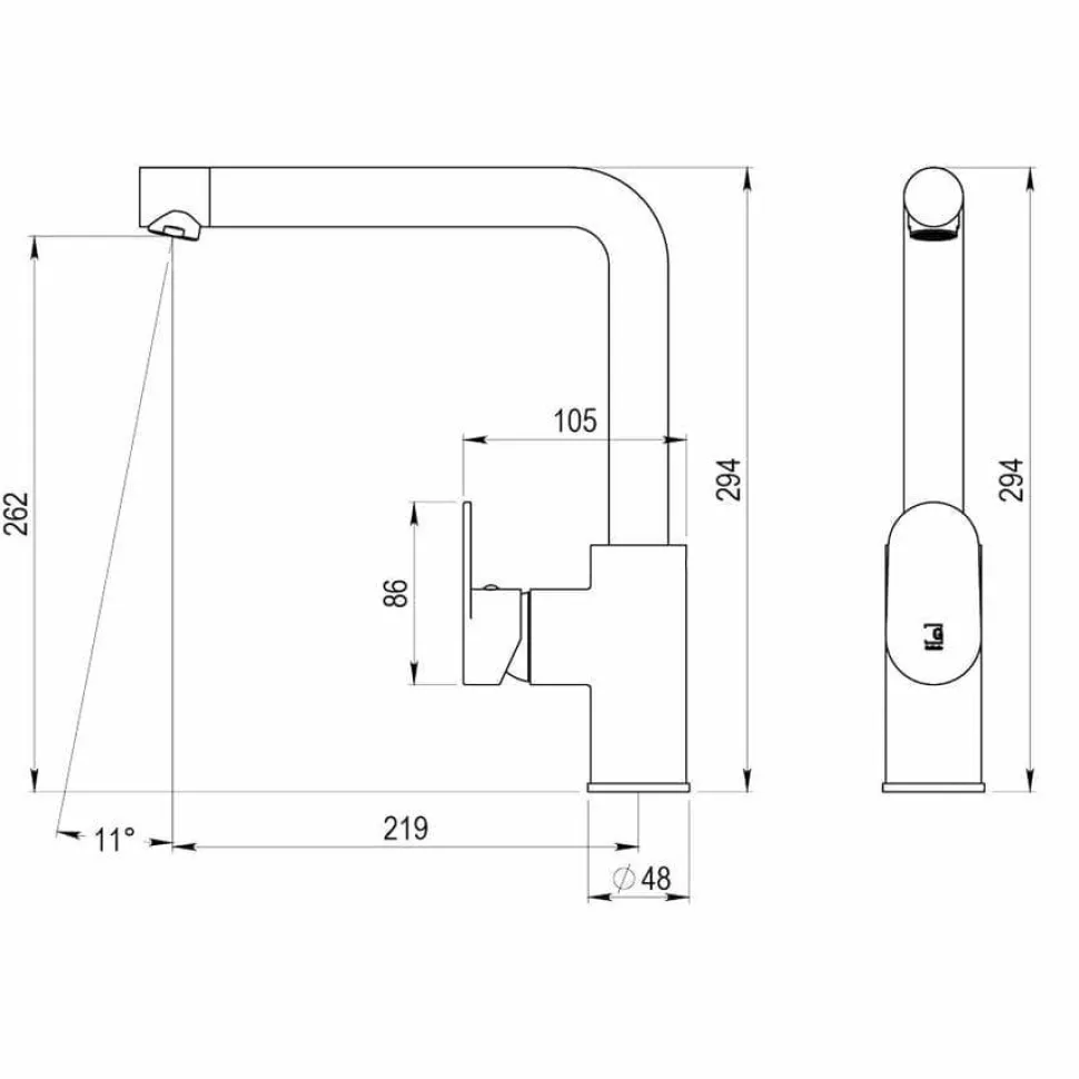 Grifo De Cocina Caño 90 Negro – Nine – 4628816 – Galindo