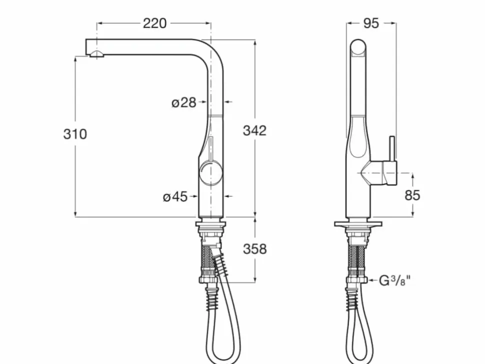 Grifo De Cocina Monomando Mezclador Con Caño Giratorio Cromo – Glera – Roca – A5A834DC00