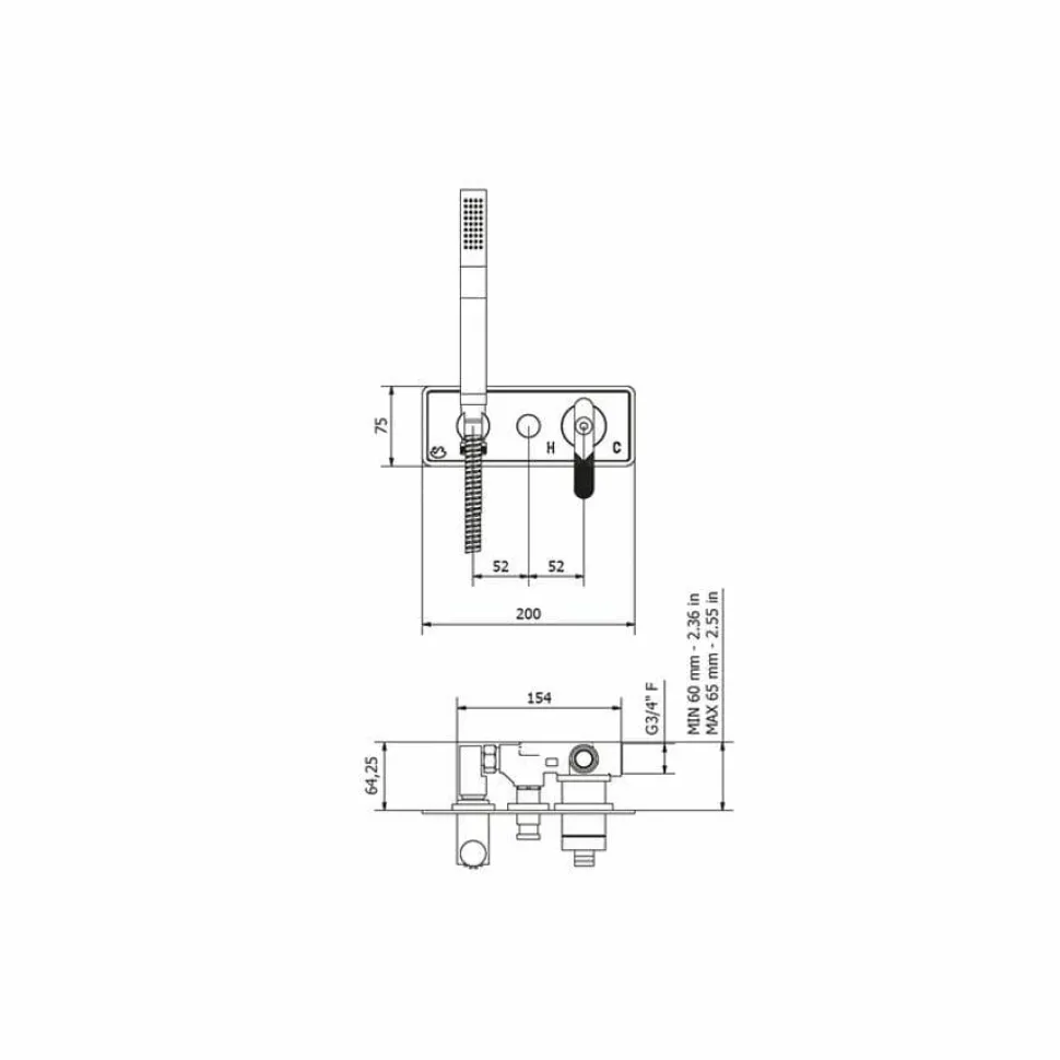 Grifo De Ducha De Empotrable 2 Vías Pulsador Lever – Strem – 7979300 – Galindo