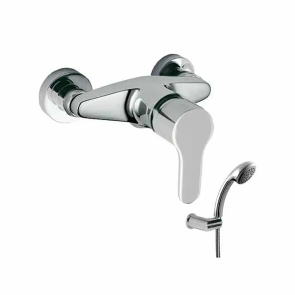 Grifo De Ducha De Mano Anticalcárea Con Soporte Orientable. Flexo Doble Engatillado – 1716702 – Tres Grifería
