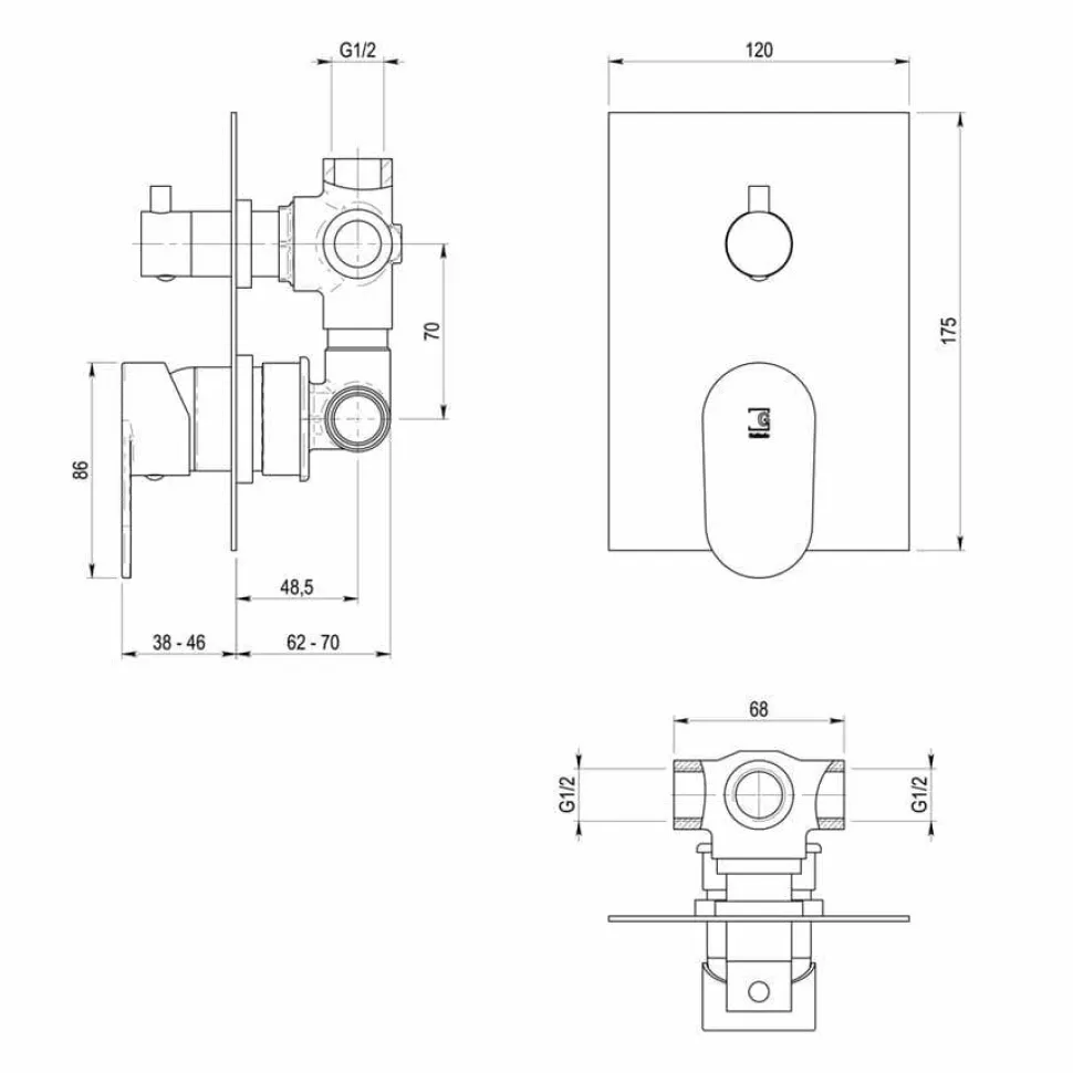 Grifo De Ducha Empotrable 3 Vías Cromo – Nine – 4627200 – Galindo