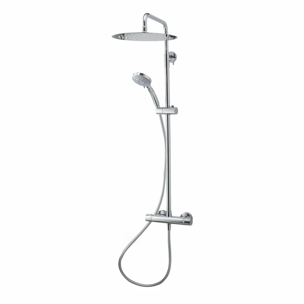 Grifo De Ducha Termostática Con Columna Pysa Lux Blanco Rociador 300 Mm – 50059502 – Galindo – LuxCover