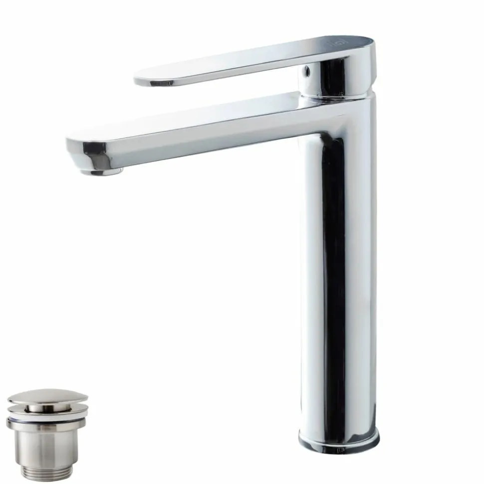 Grifo De Lavabo Alto Nine Cromo Con Desagüe Semiautomático – 4624500 – Galindo