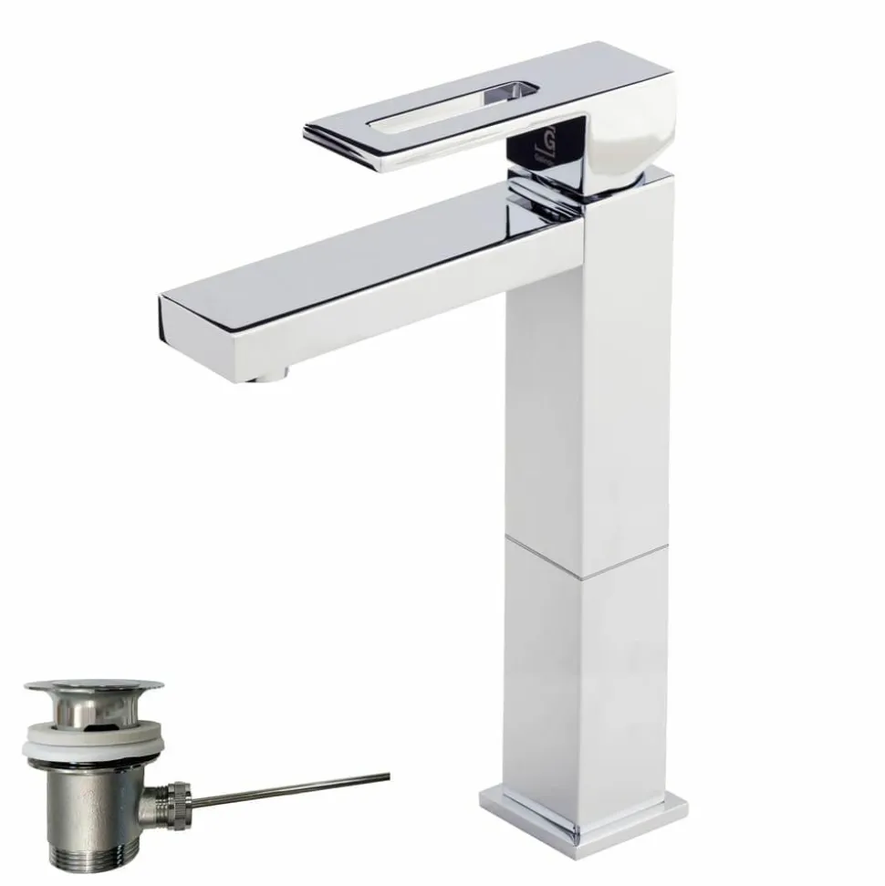 Grifo De Lavabo Alto Nitro Con Desagüe Automático Cromo – 5244500 – Galindo