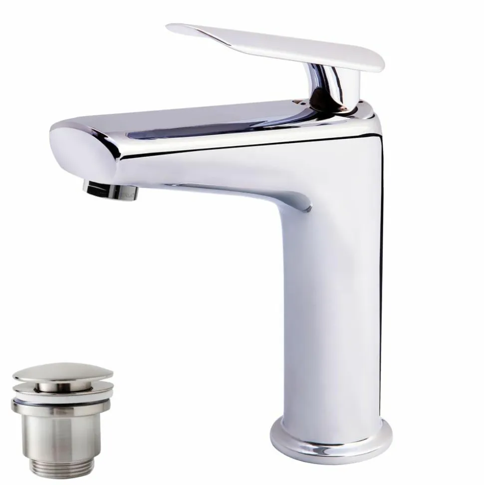Grifo De Lavabo Kily Con Desagüe Semiautomático Cromo – 4954000 – Galindo