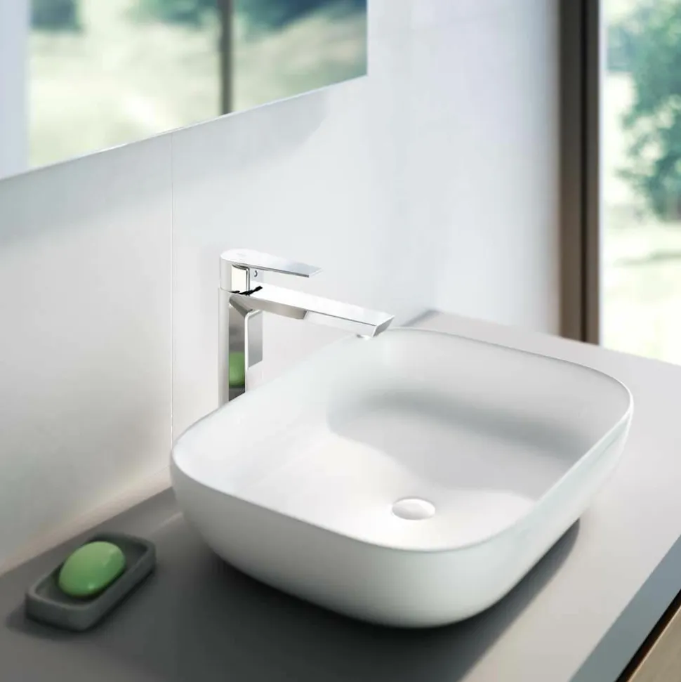 Grifo De Lavabo Medio Con Desagüe Semiautomático – Aroha – Galindo – 4604100