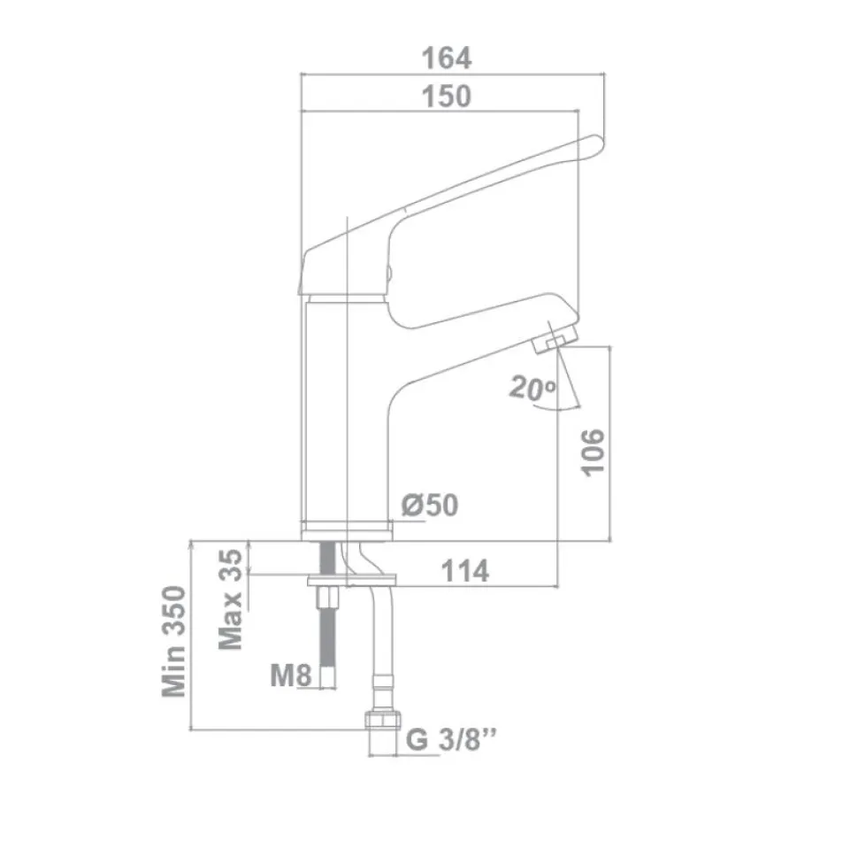 Grifo De Lavabo Monomando Maneta Gerontológica Clunia – G3990400 – Gala