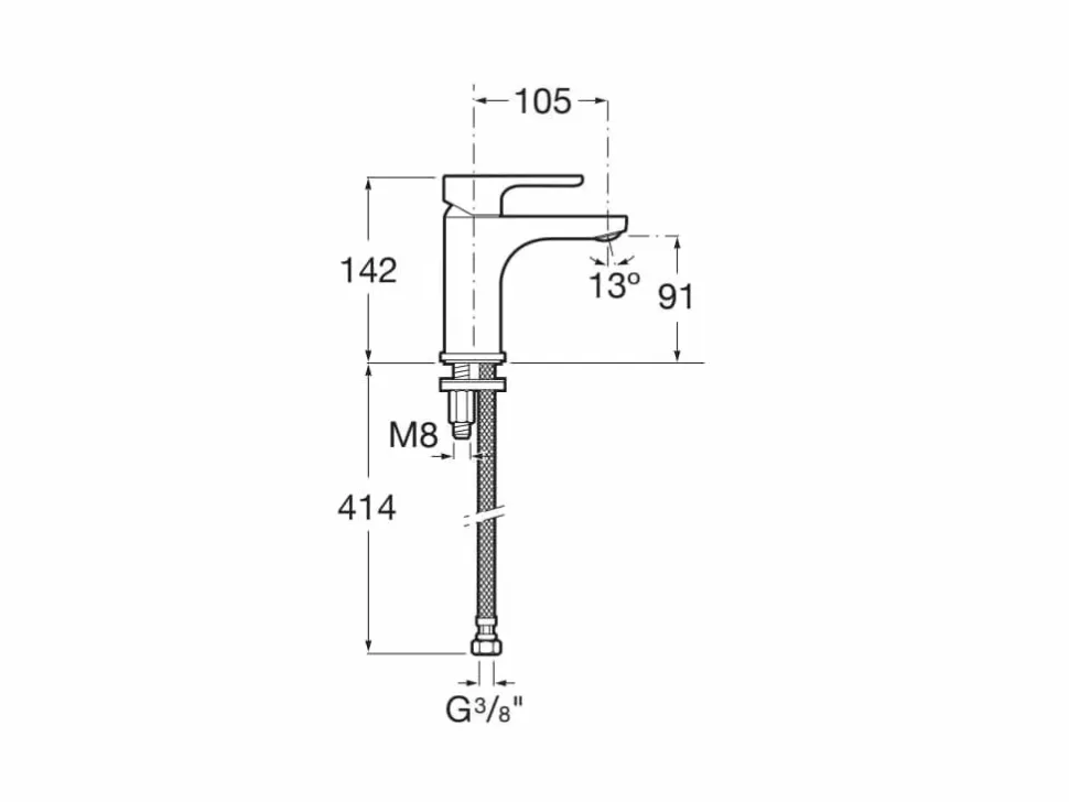 Grifo De Lavabo Monomando Mezclador Con Cuerpo Liso Negro Mate Cold Start – L20 – Roca – A5A3K09NB0