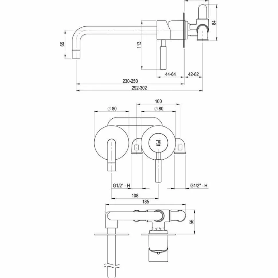 Grifo De Lavabo Mural – Theo Coty – Galindo – 8655600
