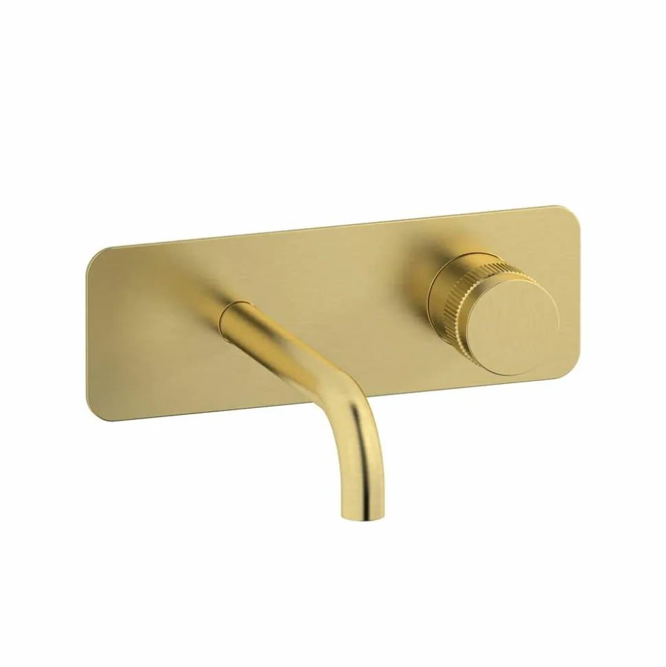Grifo De Lavabo Mural Zoom Oro Cepillado – 4985629 – Galindo – LuxCover