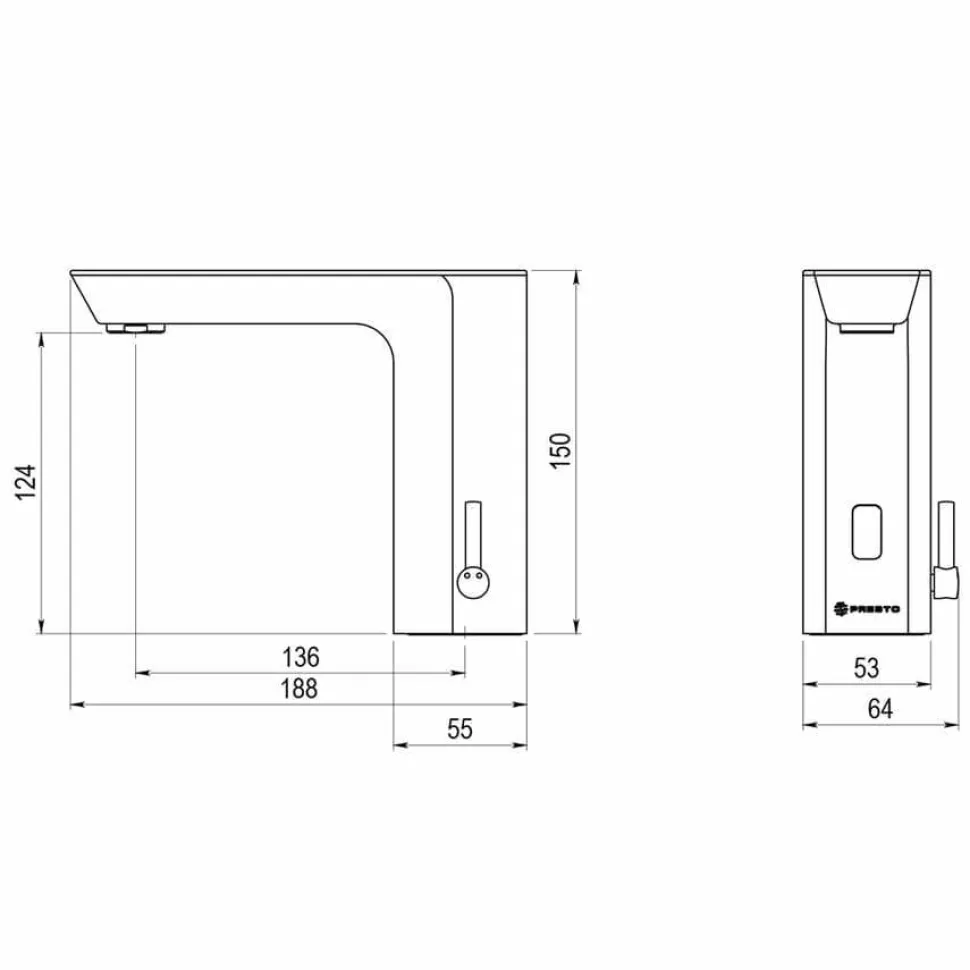 Grifo Electrónico Temporizado Sensor Para Lavabo Mezclador Con Pila – Presto XT ELEC LM – Presto – E0178100