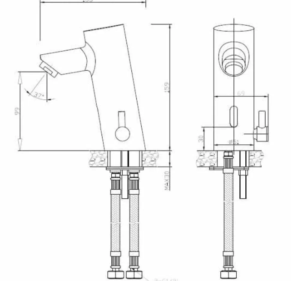 Grifo Mezclador Electrónico Encimera Negro Caudal Estándar – 07261M.N – Nofer