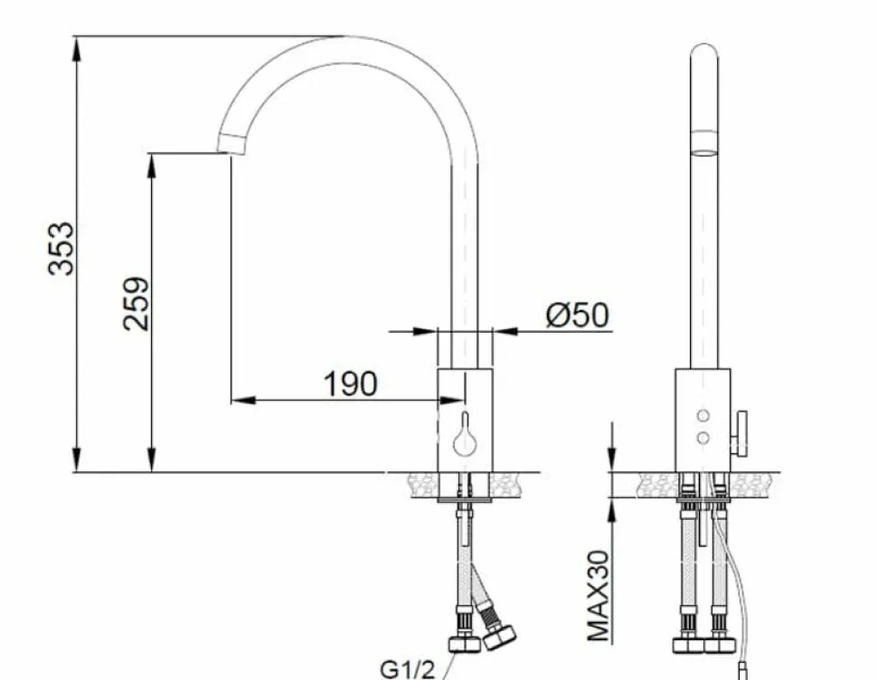 Grifo Mezclador Electrónico Fregadero – 07262M.B – Nofer