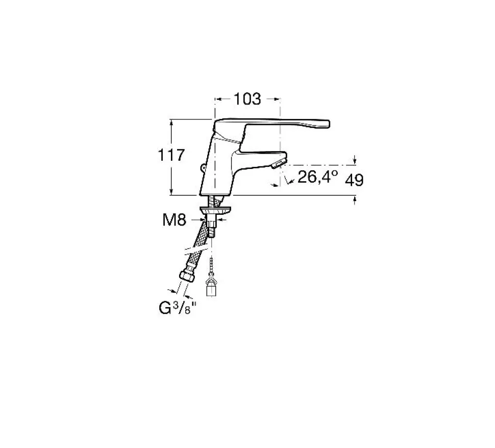 Grifo Mezclador Monomando Para Lavabo Con Maneta Gerontológica – Roca – Victoria Pro – A5A3123C00