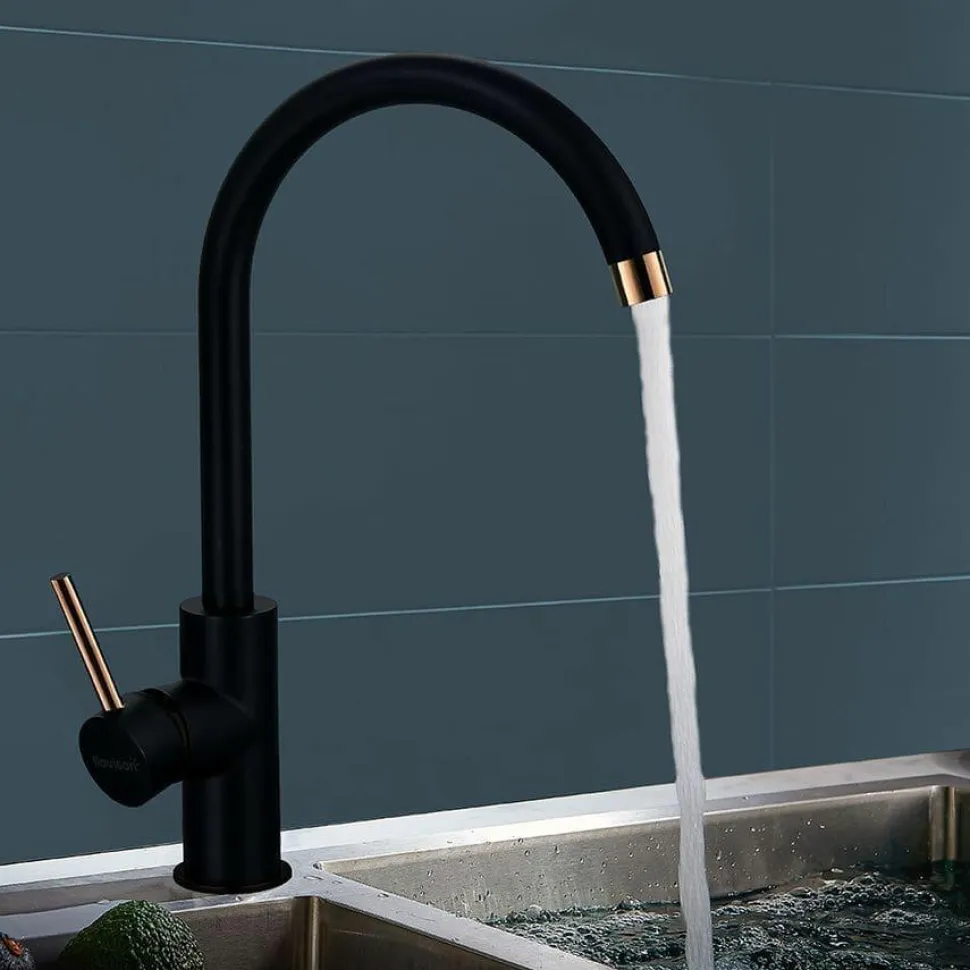Grifo Monomando Cocina Fregadero Negro Oro Rosa – Zenit – Llavisan – L166054