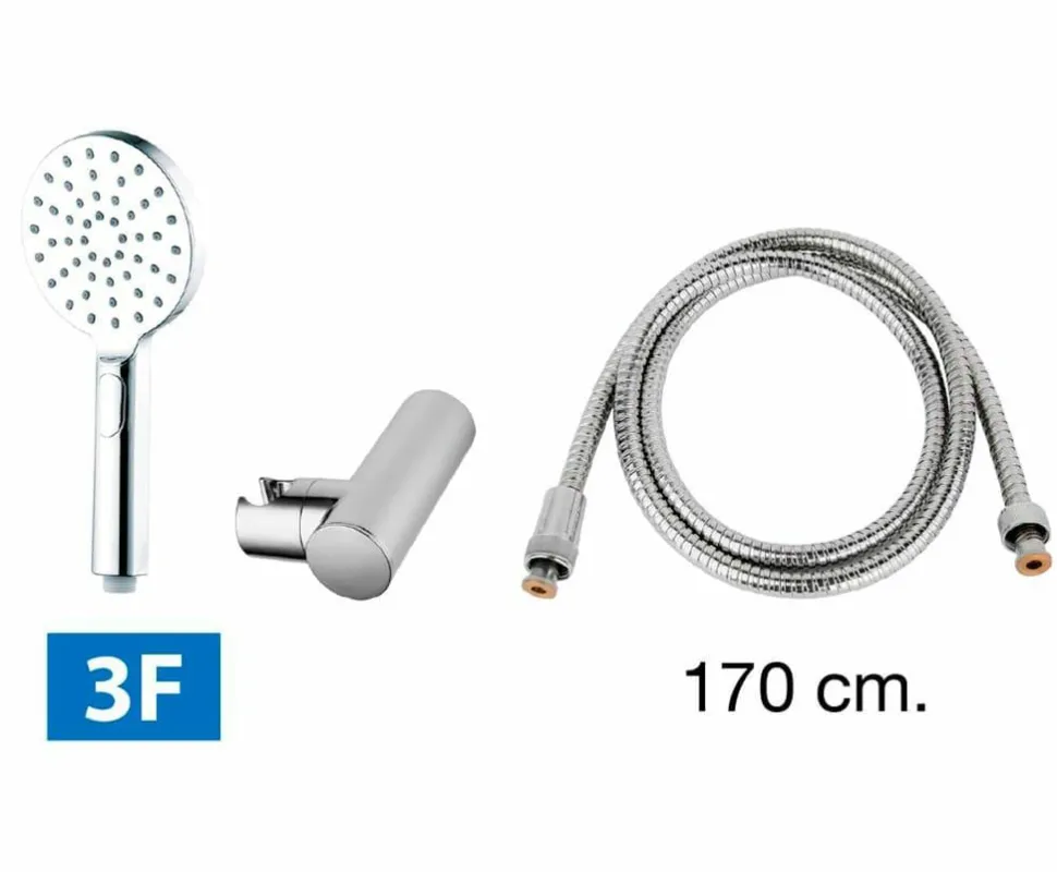Grifo Monomando De Bañera Beta Cromo Con Equipo (Mango De Ducha, Flexo Y Soporte) – 01BE2410CR – AQG