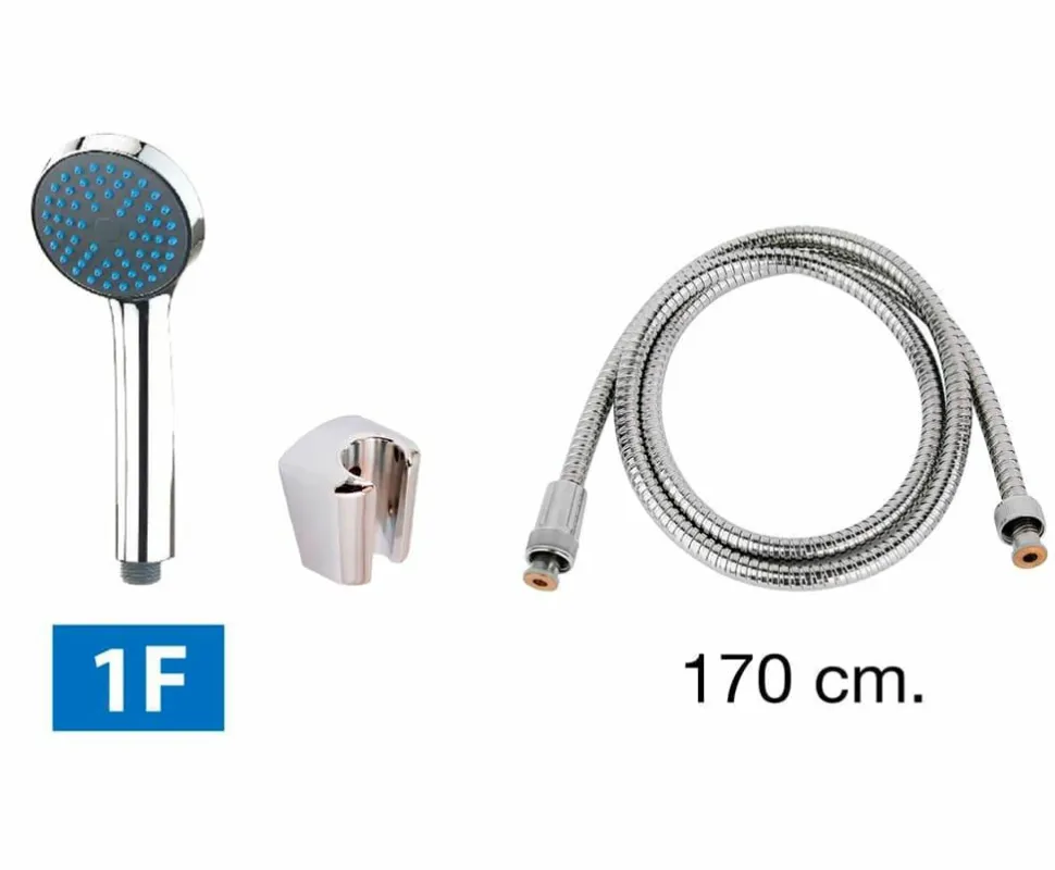 Grifo Monomando De Bañera Vent-I2 Cromo Con Equipo (Mango De Ducha, Flexo Y Soporte) – 01VEN402CR – AQG