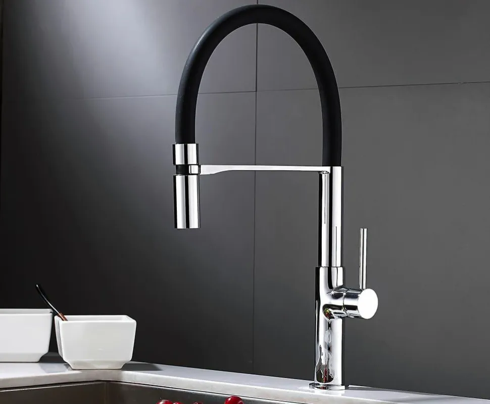 Grifo Monomando De Fregadera Caño Negro B-Cook Cromo – 05BCO500NC – AQG