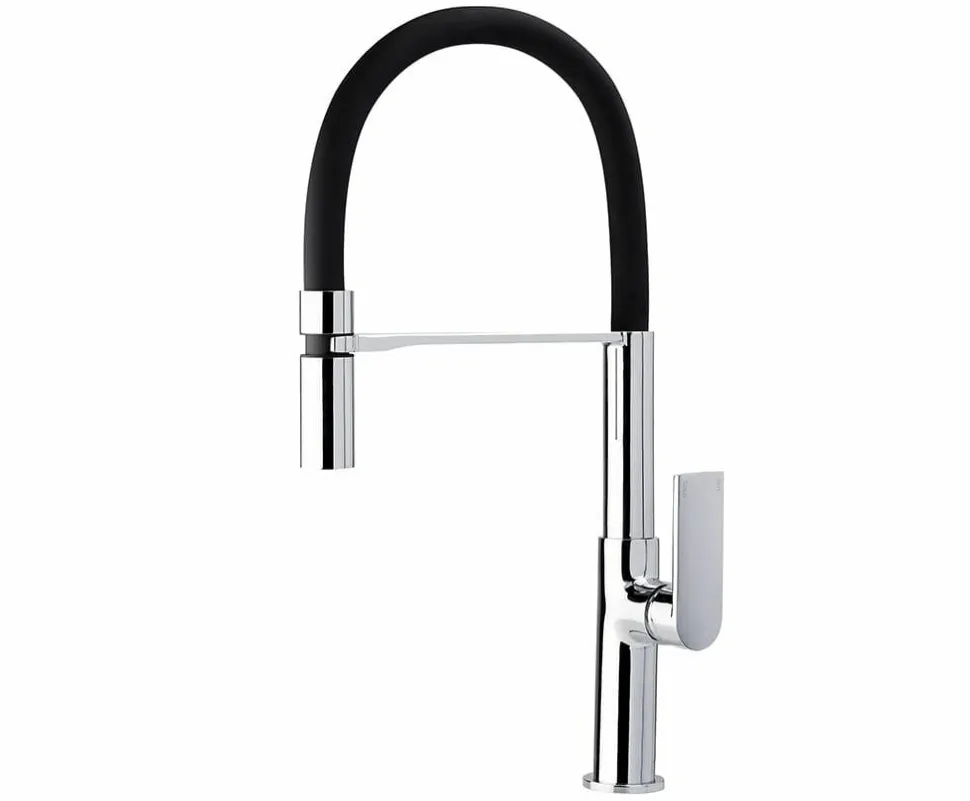 Grifo Monomando De Fregadera Caño Negro B-Cook C/ Maneta Alpha Cromo – 05BCA500NC – AQG