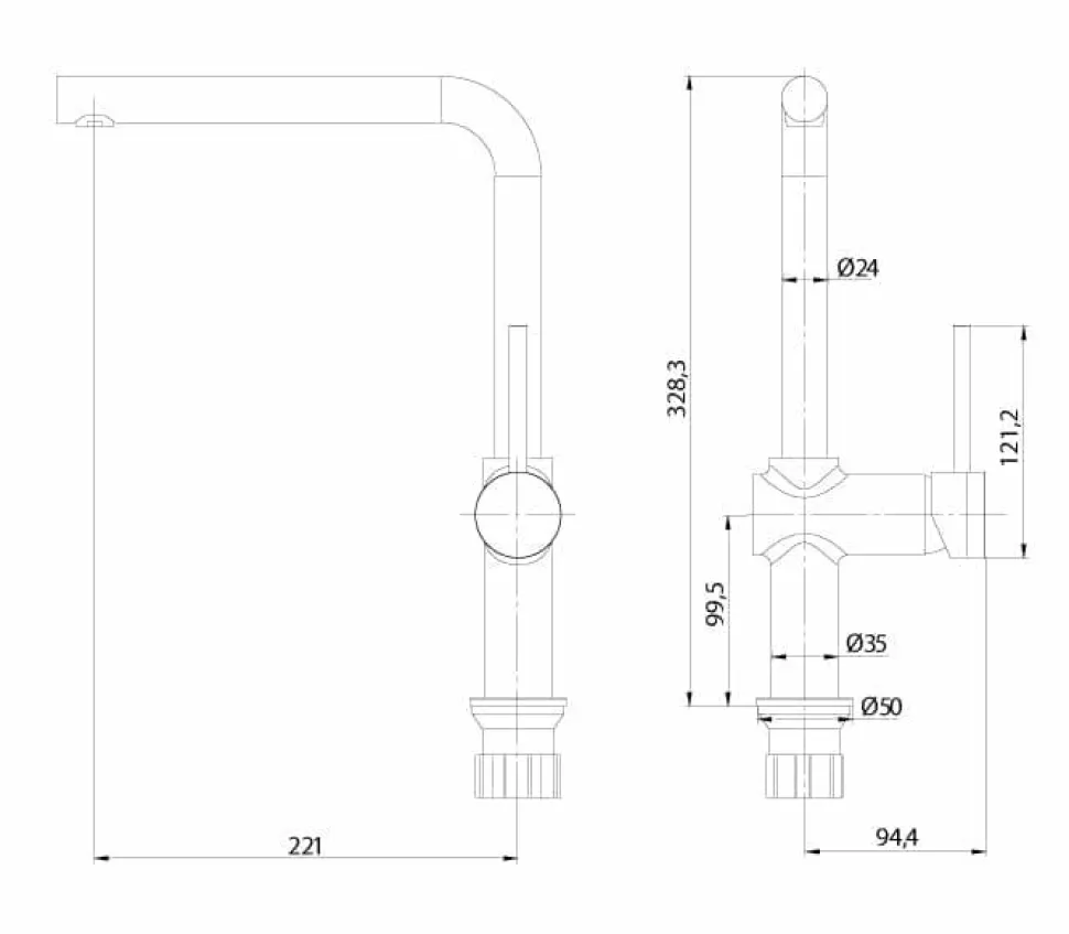 Grifo Monomando De Fregadera Metropol L Con Cartucho Economizador – 05MEL501CR – AQG