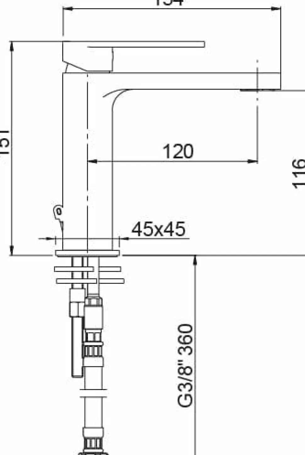Grifo Monomando De Lavabo Alpha Cromo – 01ALP100CR – AQG