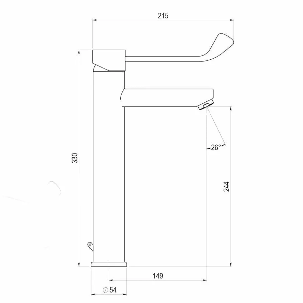 Grifo Monomando Gerontológico Lavabo Alto Mezclador Cromo Karim – PrestoEquip – 89455PG