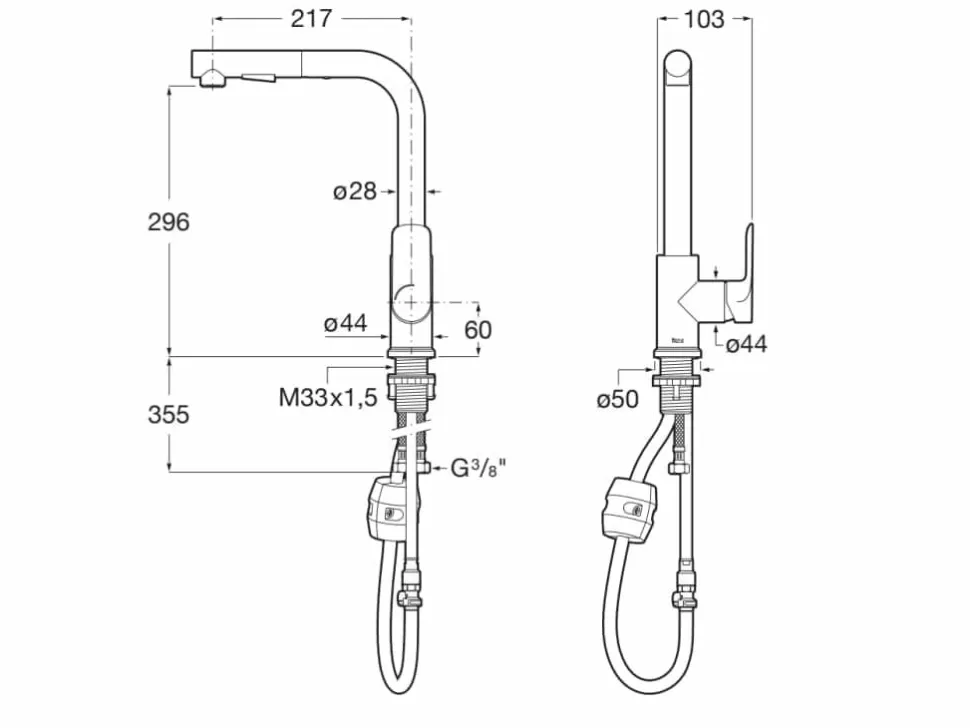 Grifo Monomando Mezclador Para Cocina Con Caño Giratorio Negro Mate – Cala – A5A856ENB0 – Roca