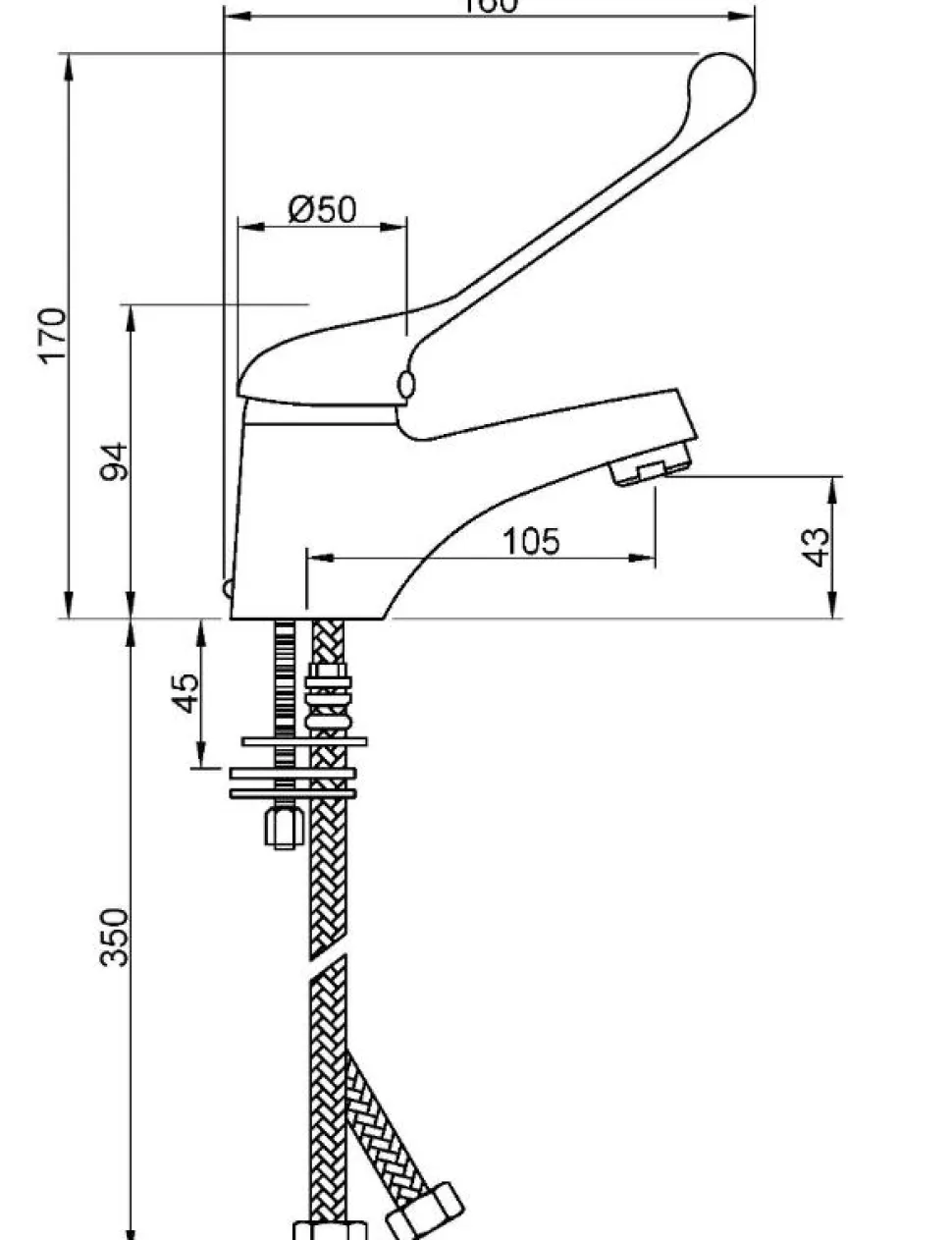 Grifo Monomando Mezclador Sobre Encimera Con Palanca Gerontológica. Latón Cromado – 07210.B – Nofer