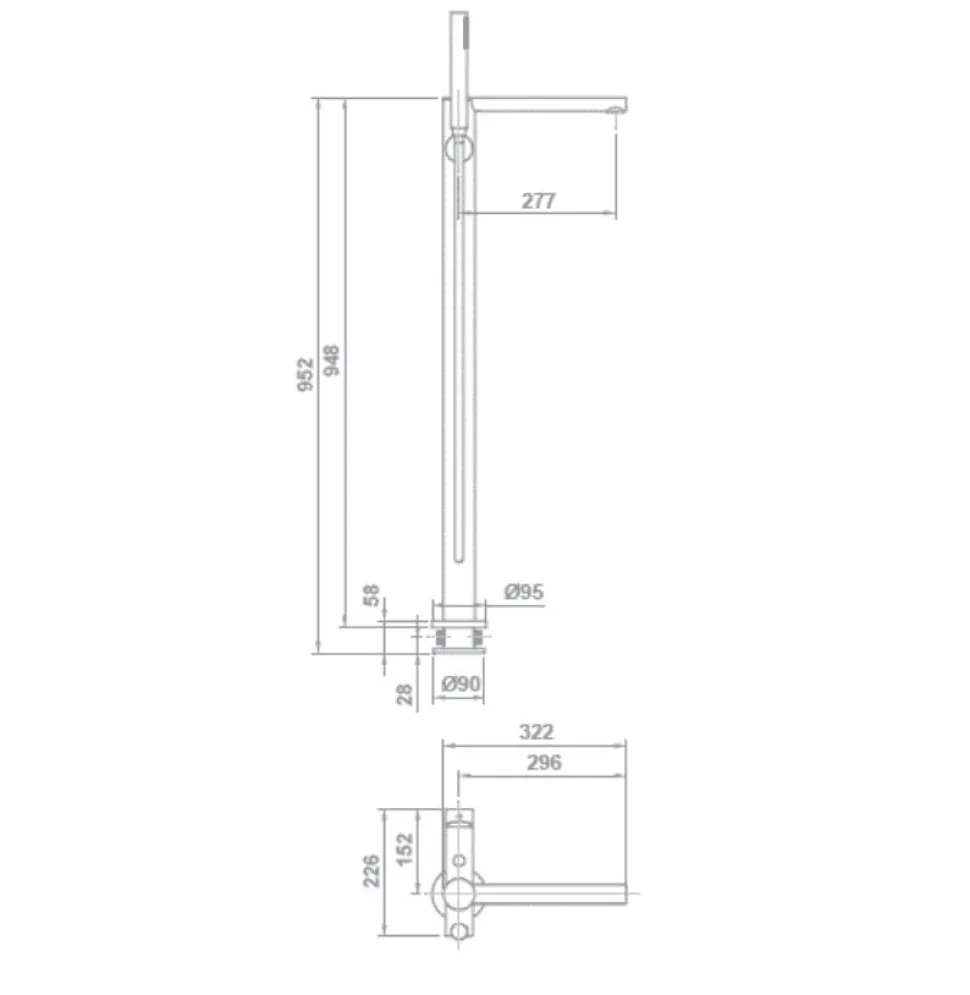 Grifo Monomando Pie Para Bañera Balance – G4176100 – Gala