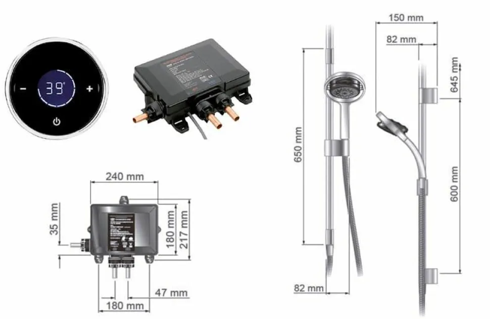Grifo Temporizado Ducha Mezclador Touch Accionamiento Mediante Sensor Táctil. PRESTO Mira Lux Techo – 80663 – Presto Iberica