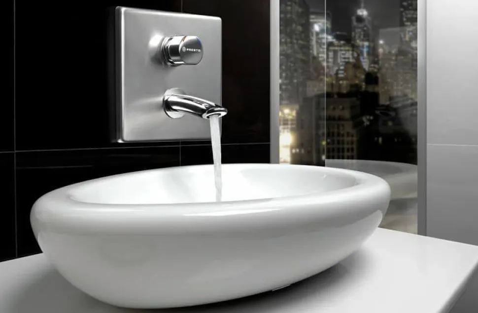 Grifo Temporizado Lavabo Mezclador Mural Empotrado Accionamiento Mediante Pulsador. PRESTO Arte CM – 66900 – Presto Iberica