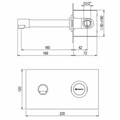 Grifo Temporizado Lavabo Un Agua Mural Empotrada Accionamiento Mediante Pulsador. PRESTO XT 2000 P – 26802 – Presto Iberica